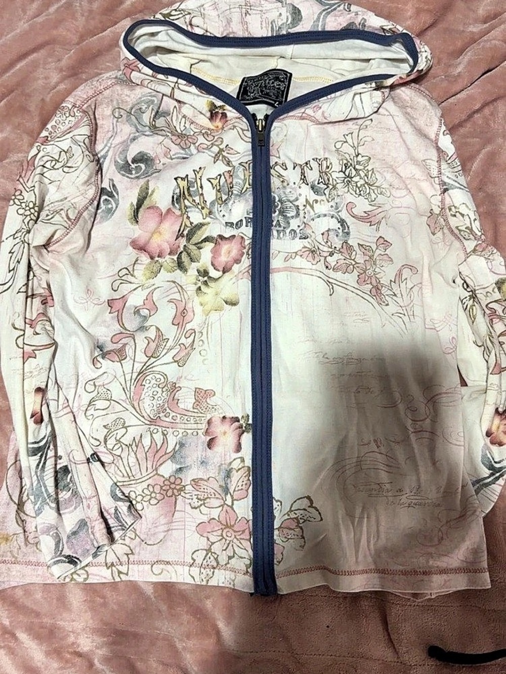 Ed Hardy Floral Lightweight Jacket in Pink & White Size Large